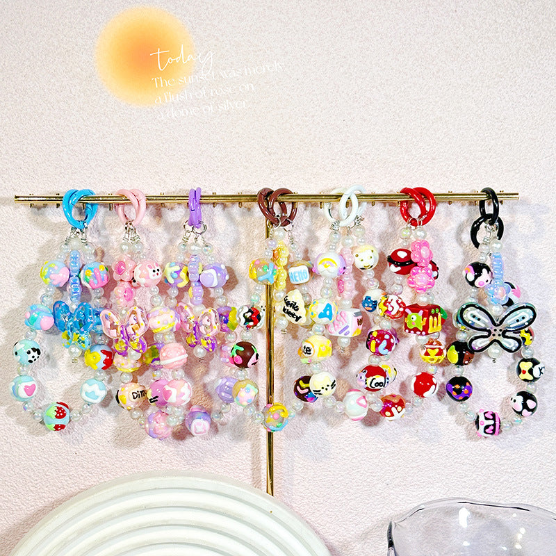 【Payment link 】Handpainted DIY Beads Hand Parit Beads DIY Phonechain Keychain