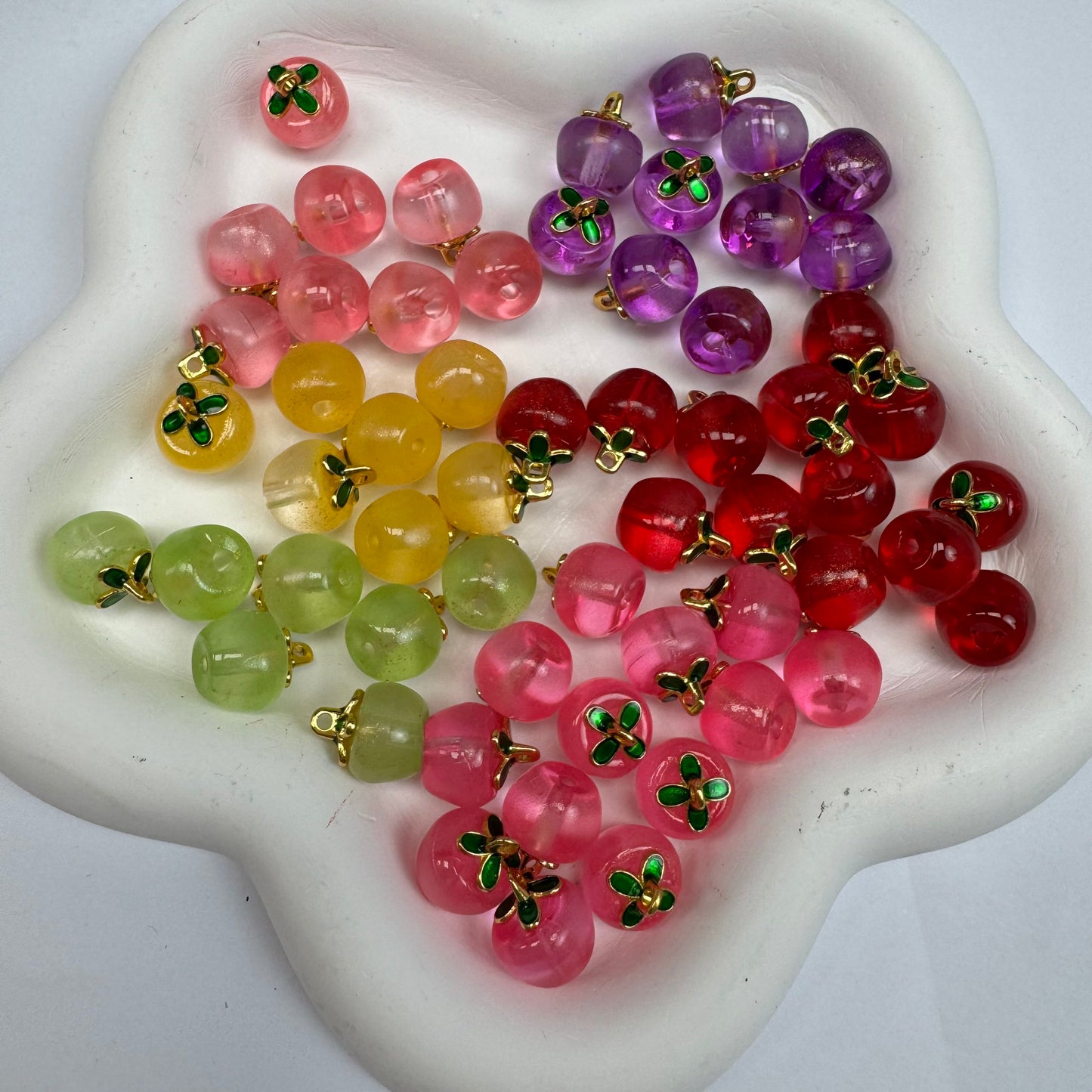 Mix Beads with Glass Flower fruit Acrylic Tiny Beads for Diy Handmade