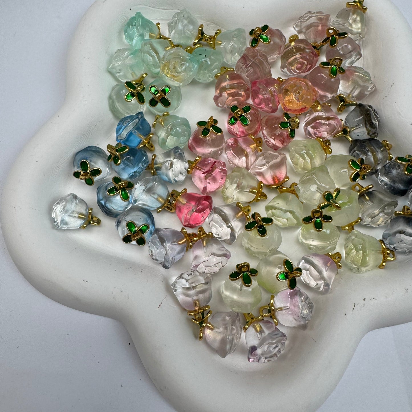 Mix Beads with Glass Flower fruit Acrylic Tiny Beads for Diy Handmade