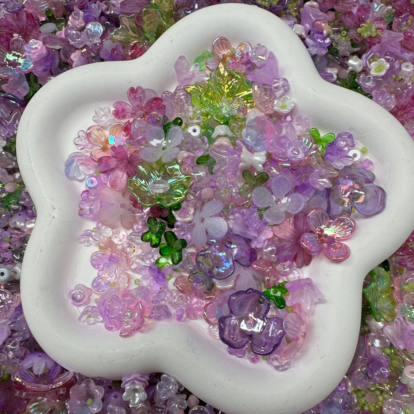 Mix Beads with Glass Flower fruit Acrylic Tiny Beads for Diy Handmade