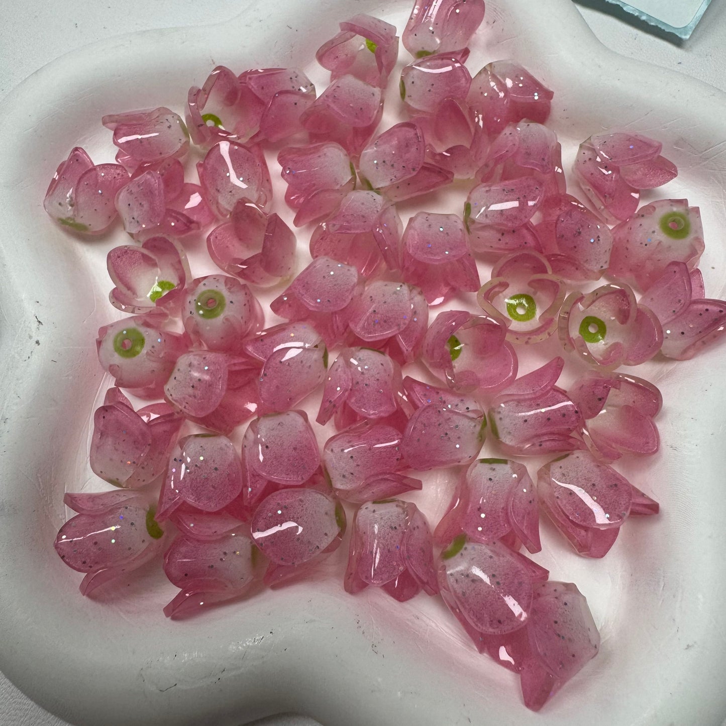 Pink Flower fruit Acrylic Tiny Beads for Diy Handmade