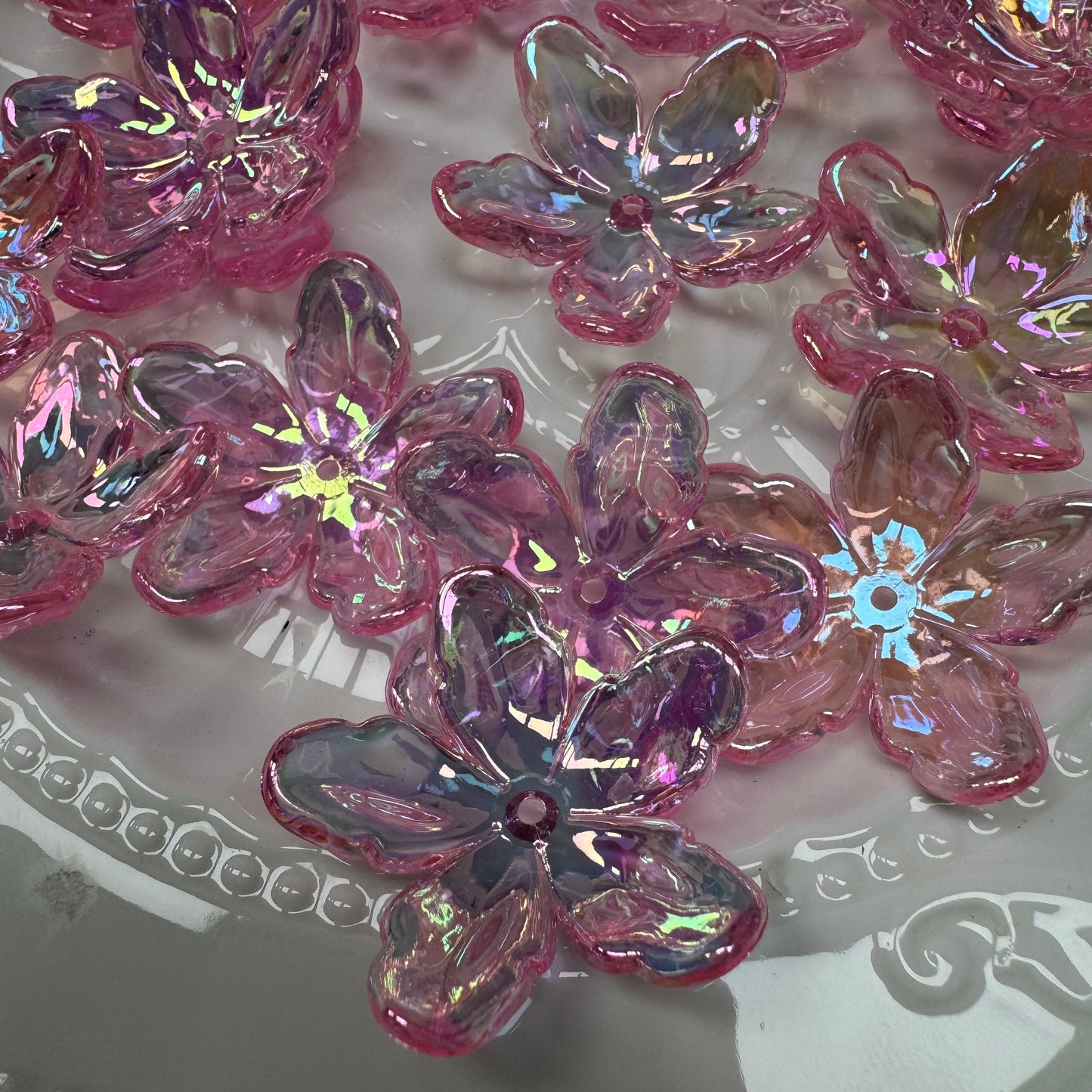 Pink Flower fruit Acrylic Tiny Beads for Diy Handmade